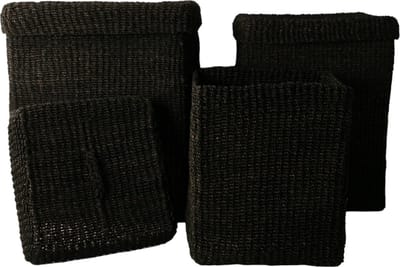 WinQ! - Mand Abaca zwart 35cm hoog 25cm breed- Opbergmand- decoratie mand- Wasmanden - duurzaam en sterk - mand rechthoekig
