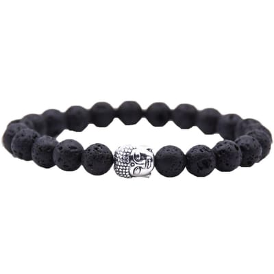 Mala armband van natuursteen – Lavasteen - buddha / boedha – 20 cm - Rhylane®