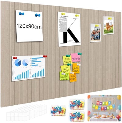 Prikbord vilt 12 stuks 30 x 30 cm donker kameel decoratieve viltwand met 60 priknaalden en 40 afneembare plaktabs voor muur woonkamer kantoor school winkel