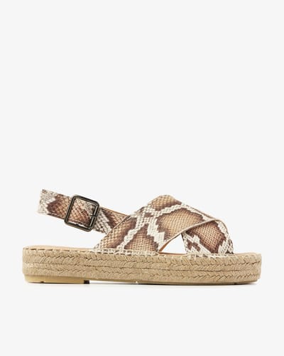 VIA VAI Mondi Isabella Espadrilles Dames - Leer - Cognac - Maat 39