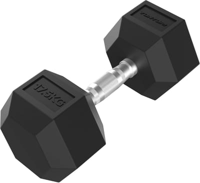 Tunturi Platinum Hexa Dumbbell - Rubber - 1x 17.5kg - Zwart