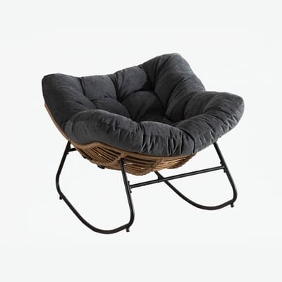 Moderne chenille schommelstoel - Schommelstoel voor babykamer - Ergonomisch ontwerp - 158 kg draagvermogen - Woonkamer en slaapkamer - 95x107x83 cm - Zwart