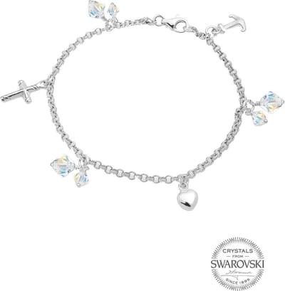 Elli - Armband - Dames Kruis Hart Anker met Kristallen in 925 Sterling Zilver - Dames
