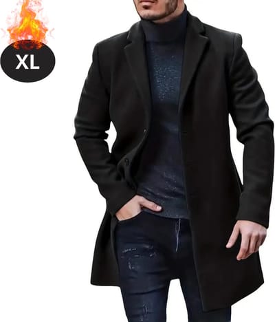 Livano Winterjas - Trenchcoat - Heren - Winter - Herfstjas - Volwassen - Stijlvol - Knopen - Zwart - XL