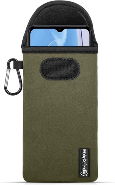 MobyDefend Hoesje - Geschikt voor Motorola Moto E22 / E22i - Neopreen Pouch Met Karabijnhaak - Insteek - Riemlus - Groen