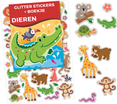 Stickervel Dieren met Boekje - Glitter Stickers Dieren - Stickers Kinderen