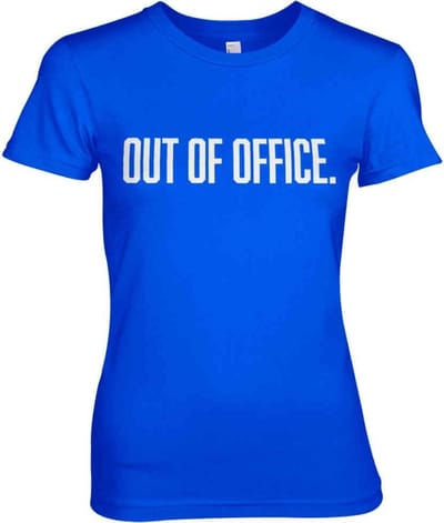 Dames Fun Tshirt -S- OUT OF OFFICE Blauw