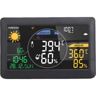 Thermomètre Hygromètre Intérieur Extérieur WiFi Sans Fil LCD Numérique Température Humidité Station Météorologique pour la Maison black