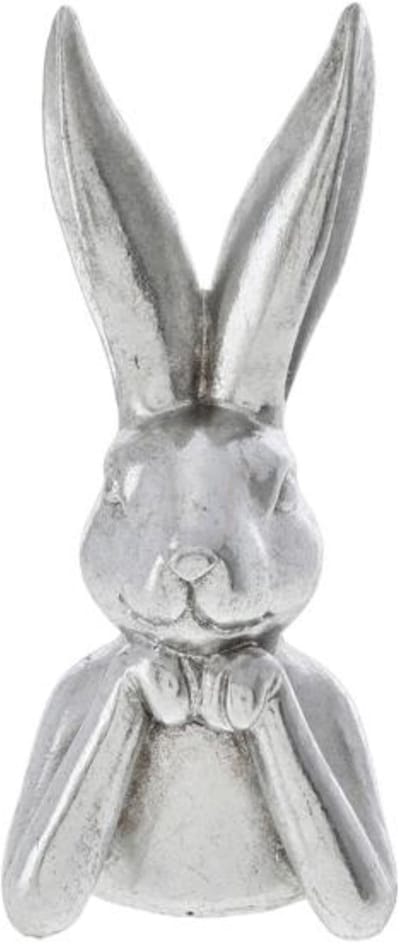 Decoratie beeld paashaas - borstbeeld - zilver - polyresin - 15 cm - haas / konijn - paasdecoratie