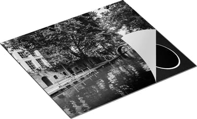 Chefcare Inductie Beschermer Oudegracht in Utrecht - Zwart Wit - 60x50 cm - Afdekplaat Inductie - Kookplaat Beschermer - Inductie Mat