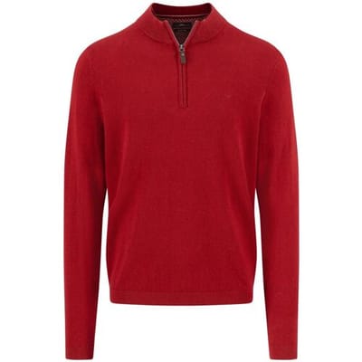 Fynch-Hatton Trui Troyer Zip Winter Air Cotton Cashmere Garnet Red / male