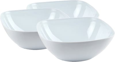 PlasticForte Serveerschaal/saladeschaal - 3x stuks - D28 x H11 cm - kunststof - wit - vierkant - 4800 ml