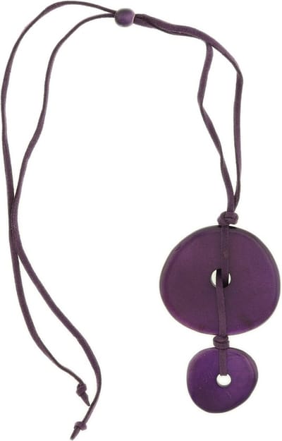 Behave – Ketting – Paars – Suède koord – Schelphangers – 65 cm – Verstelbaar