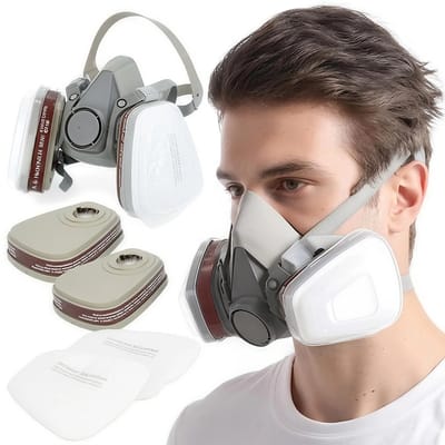 Gasmaster - Ademhalingsmaskers - Gasmasker met Filter - Inclusief 2 Filtercartridges - Herbruikbaar - Wasbaar - Verstelbare Hoofdband - Voor Schilderen, Mechanisch Polijsten, Houtkap