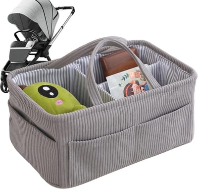 Luiermand Opbergtas - Babykamer Organizer - Baby Verzorging - Veelzijdig Draagbaar - 38x25x18cm - Grijs
