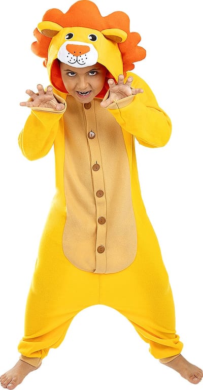 FUNIDELIA Leeuw Kostuum - Onesie leeuw voor kinderen - Maat: 97 - 104 cm