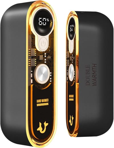Oplaadbare handwarmer, 2-in-1, in totaal 10.000 mAh, elektrische handwarmer, magnetisch, kleurrijk, donkerzwart
