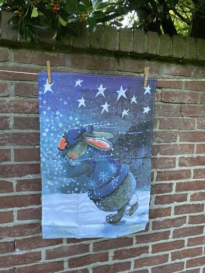 Alex Clark Kerst Theedoek Footsteps ~ Konijn