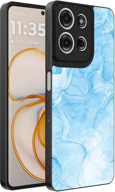 Geschikt voor Motorola Edge 50 Telefoonhoesje met marmer opdruk - TPU backcover case marble design - Lichtblauw - Smartphonica geschikt voor Motorola Edge 50