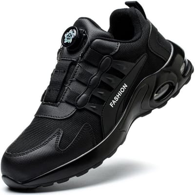 Ademende veiligheidsschoenen Heren Roterende knop Werkschoenen Luchtkussen Heren Beschermende schoenen Anti-smash Anti-lek Werklaarzen 41 black