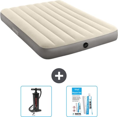 Intex Luchtbed - Twijfelaar - 137 x 191 x 25 cm - Beige - Inclusief Pomp en Reparatieset