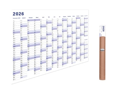 Huurdies jaarplanner - 2026 - 98x68cm - Kokerverzending