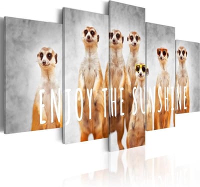 Schilderij - Enjoy the sunshine , stokpaardjes , 5 luik