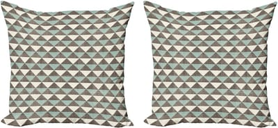 ABAKUHAUS Geometrische decoratieve kussenhoez 2-pack, kubistische driehoek 50x50 cm, amandelgro zwart, grijs