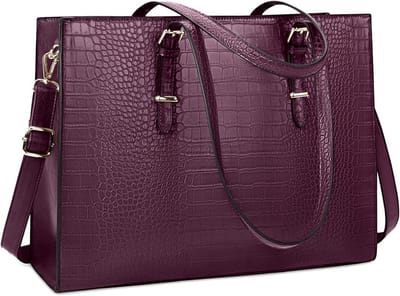 Famanu - Laptoptassen voor vrouwen, boodschappentas, 15.6 inch synthetisch materiaal grote dameshandtas, werktas, designer zaken-, schouder-, winkel- of kantoortas,rood