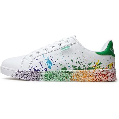Baskets basses en cuir pour femmes, chaussures décontractées classiques à lacets, peinture graffiti, chaussures de sport de luxe, course de haute qualité 45 white