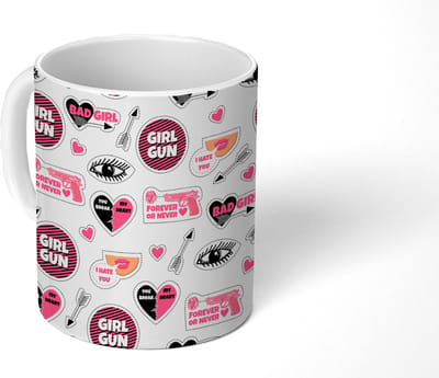 Mok - Koffiemok - Meisjes - Roze - Hartjes - Design - Mokken - 350 ML - Beker - Koffiemokken - Theemok