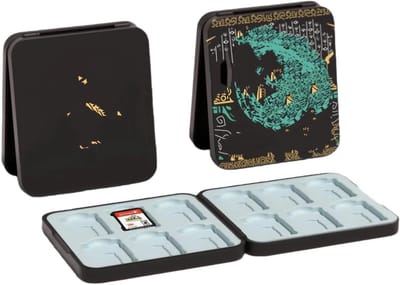 Draagbare opbergdoos voor spelkaarten met 12 compartimenten en slots voor micro SD-kaarten en spelaccessoires