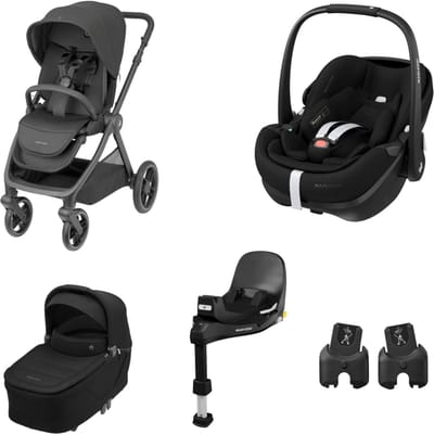 Maxi-Cosi Oxford Plus, Pebble 360 Pro2, FamilyFix 360 Pro, Adapters bundel, Twillic Black