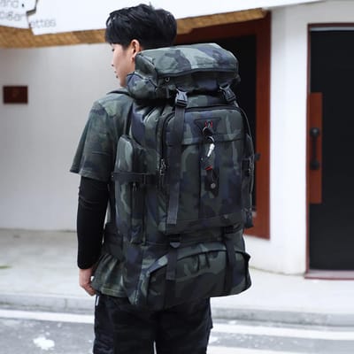 MODFU Luxe Backpack 80L (+10L) met USB - Tactische Trekkingrugzak - Waterafstotend - Camouflage Legerprint - 70cm Hoog