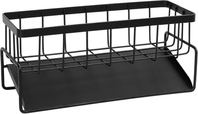 Famanu – Spoelbak organizer – Gootsteen sponshouder voor keuken en badkamer – Zwart