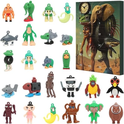 Adventskalender met 24 Verzamelfiguren, Grappige Sahur Speelgoed en Unieke Decoraties voor Feestdagen
