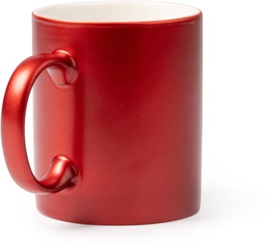 5 keramische mokken Rood gekleurde buitenzijde goudkleurig binnenzijde 350ml geschikt voor LASER, model Marty