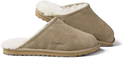 Fellhof Primo pantoffels heren maat 40 – kaki – lamswol – lamsleer - warme pantoffels – wollen pantoffels - sloffen – ademend - antislip zool