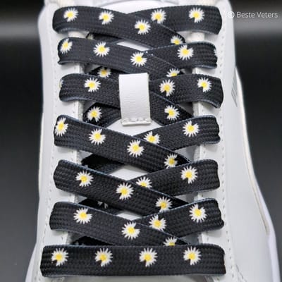 Beste Veters - Madeliefjes veters - Schoenaccessoires - Veters madeliefje - Schoendecoratie - Veters 120 cm - Veter zwart