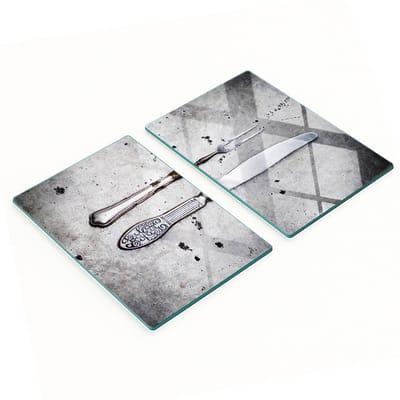 Keukenplanken van gehard glas met decoratieve afbeeldingen, geschikt voor bestek, 2x40x52 cm