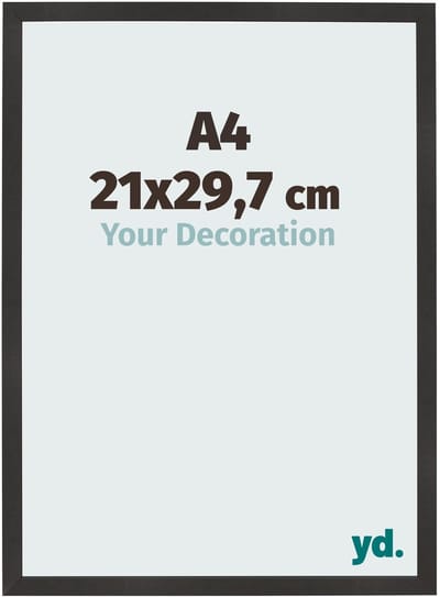 Your Decoration - Fotolijst A4 21x 29,7 cm - MDF - Zwart Mat - Bologna