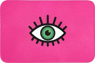 Badmat 90x60 cm - Antislip - Minimalistisch - Oog - Roze - Badmatten voor badkamer - Badkamermat - Douchemat - Badkamer mat