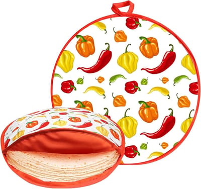 Tortilla Warmer Pouch - Tortilla Houder - Brood Warm Houden - Magnetron Bestendig - 30 cm Diameter - Wit