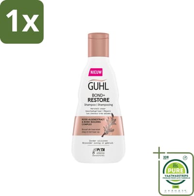 1 x Guhl - Shampoo - Bond+ Restore - 250 ml - Herstellende Shampoo - Beschadigd Haar - Haarversterking - Rode Algen Extract - Bond-building Complex