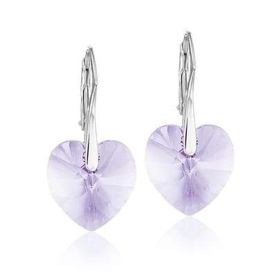 Montebello Oorbellen Edrea Violet - 925 Zilver - Swarovski Hart - Ø14x30mm