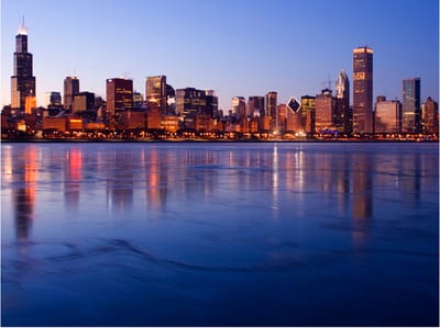 Fotobehang - Icy Downtown Chicago.