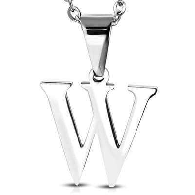 Amanto Ketting Letter W - 316L Staal - Alfabet - 17x19mm - 60cm
