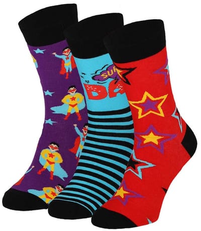 Super Dad Socks - Super papa - Super vader - Beste vader ooit sokken - Maat 41-46 - 3 paar - Vaderdag geschenkset - Giftbox Apollo - Verjaardag cadeau papa - Geschenkdoos