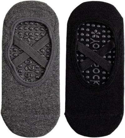 Dames Yogakousen - Sportkousen Antislip - Binnensporten Beoefenen - Kruisband Ontwerp - One Size - Zwart Grijs
