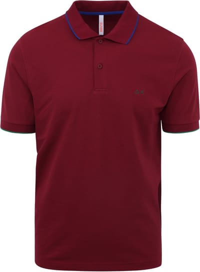 Sun68 Poloshirt Small Stripe Bordeaux - Maat S - Heren